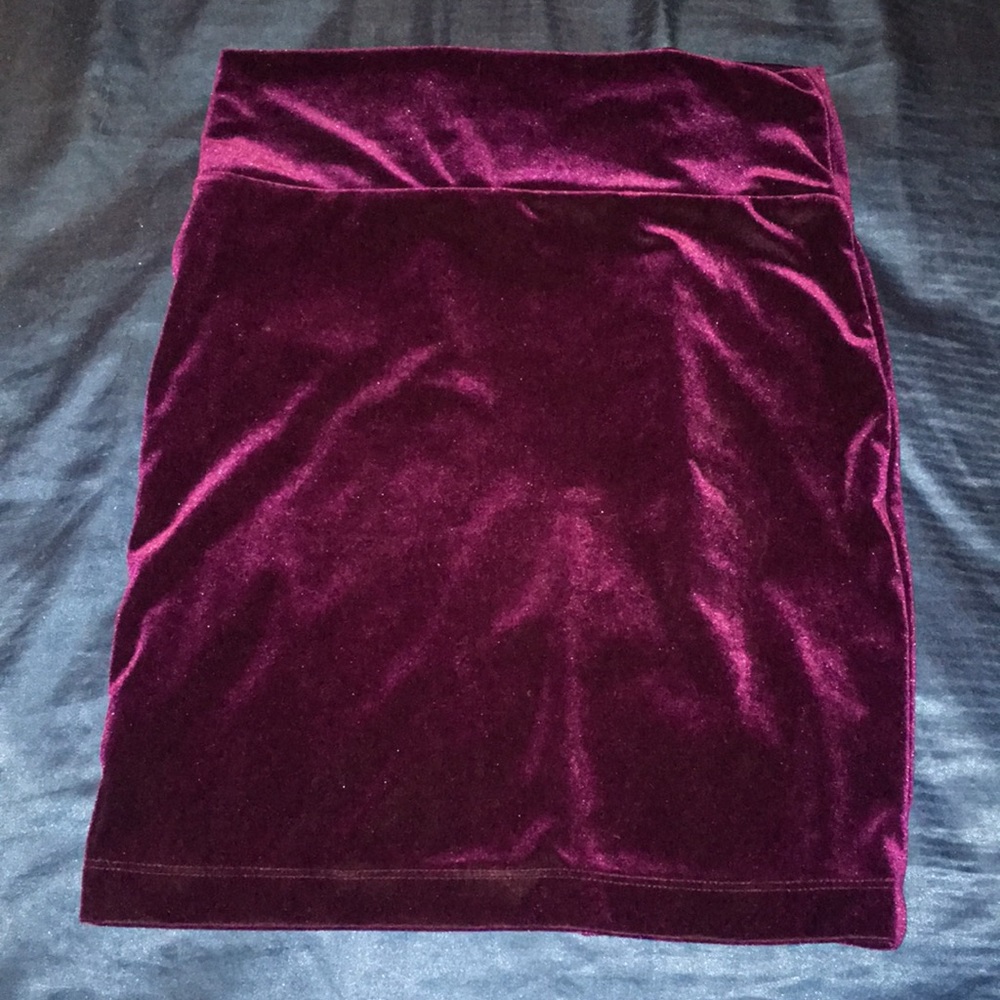Purple velvet mini skirt